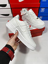 Жіночі кросівки Nike Air Force 1 Low White Clasic Взуття Найк Аїр Форс білі демісезон шкіра унісекс, фото 4