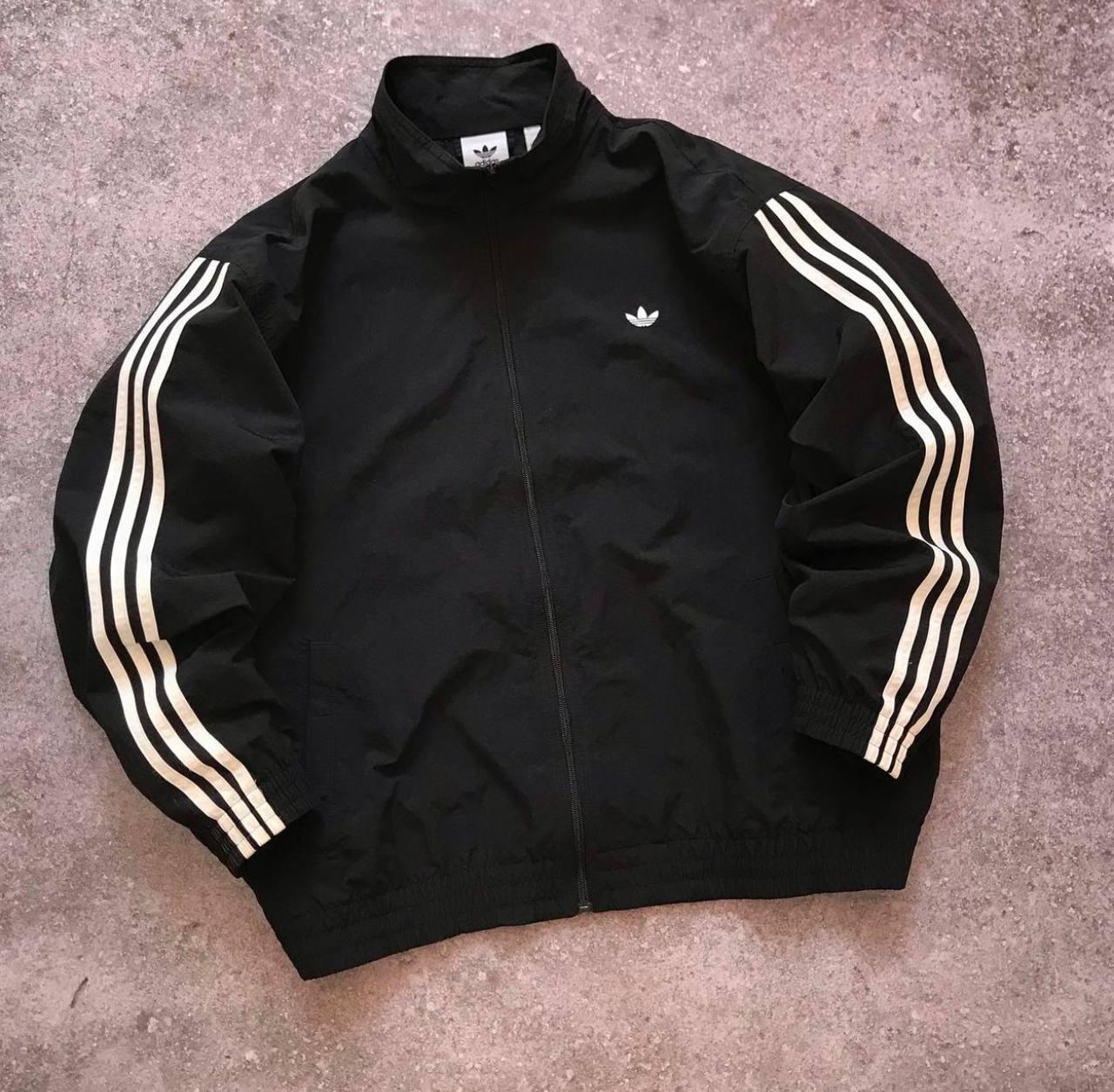 Чоловіча вітровка Adidas чорна рефлектив без капюшона Куртка Адідас весняна осіння