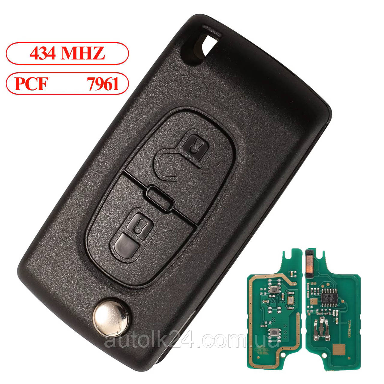 Викидний ключ 2 кнопки для Peugeot 433Mhz chip id46, фото 1