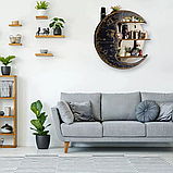 Настінна полиця Луна, органайзер з 3 полицями для прикрас і декору, дерев'яна полиця півмісяць, колір Black, фото 3