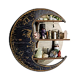 Настінна полиця Луна, органайзер з 3 полицями для прикрас і декору, дерев'яна полиця півмісяць, колір Black, фото 4