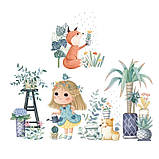 Набір наліпок «Дівчинка з лійкою» вінілові для дитячої кімнати на стіну для дівчаток два полотна по 30х90 см, фото 3