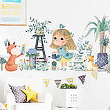 Набір наліпок «Дівчинка з лійкою» вінілові для дитячої кімнати на стіну для дівчаток два полотна по 30х90 см, фото 4