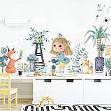 Набір наліпок «Дівчинка з лійкою» вінілові для дитячої кімнати на стіну для дівчаток два полотна по 30х90 см, фото 5