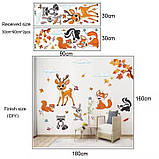 Набір вінілових наліпок "Бембі та друзі" інтер'єрні для дитячої кімнати на стіну два полотна по 30х90 см, фото 3