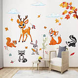 Набір вінілових наліпок "Бембі та друзі" інтер'єрні для дитячої кімнати на стіну два полотна по 30х90 см, фото 4