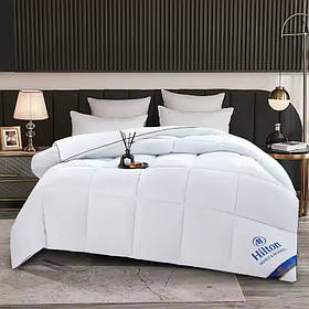 Ковдра односпальна біла Hilton 150×200 см.Готельна для дому та готелів 3 кг,силіконовий наповнювач, силіконовий наповнювач