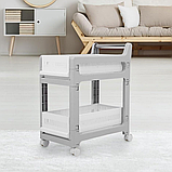 Етажерка на коліщатках, двоярусна полиця для зберігання, універсальний органайзер для ванної, кухні, офісу, розмір 48×36×59 см, фото 2