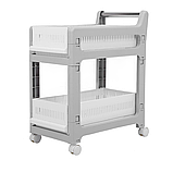 Етажерка на коліщатках, двоярусна полиця для зберігання, універсальний органайзер для ванної, кухні, офісу, розмір 48×36×59 см, фото 4