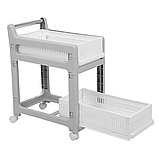 Етажерка на коліщатках, двоярусна полиця для зберігання, універсальний органайзер для ванної, кухні, офісу, розмір 48×36×59 см, фото 5