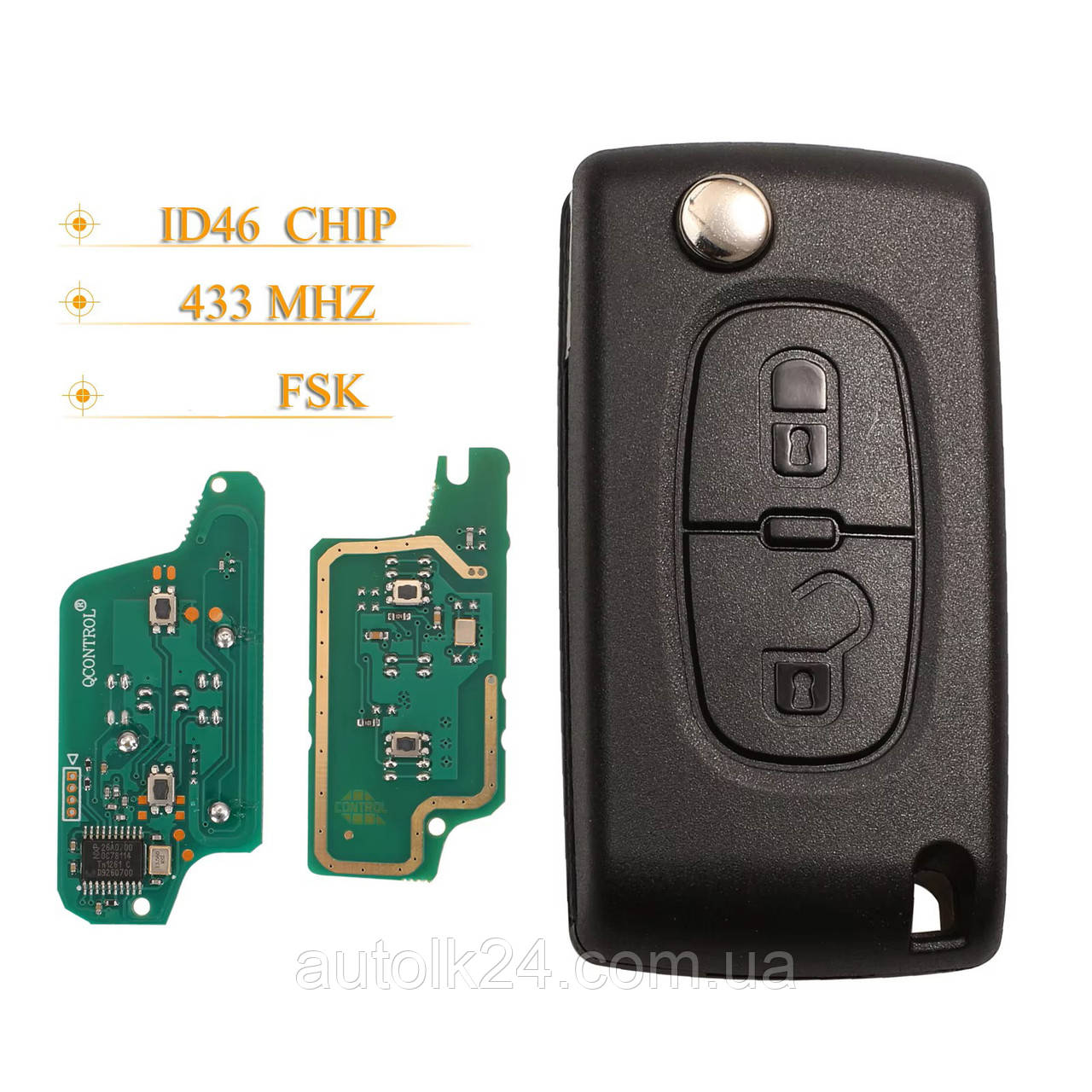 Викидний ключ 2 кнопки для Citroen 433Mhz chip id46 Ce0523