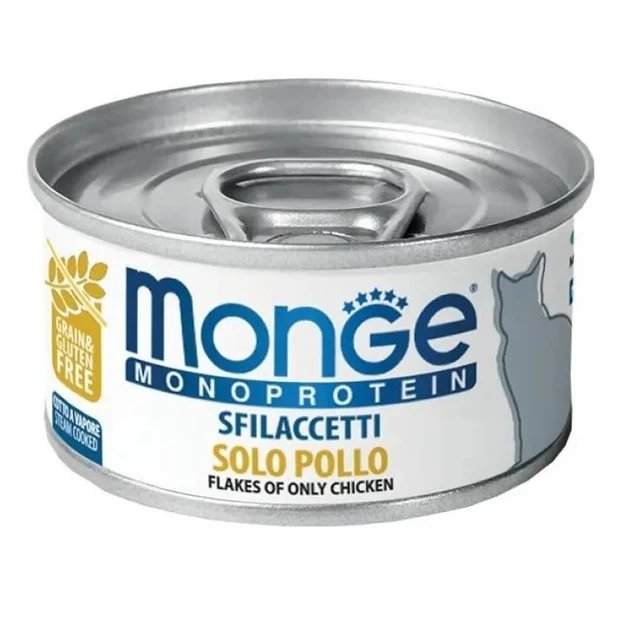 Вологий корм для котів Monge (Монж) Cat Monoprotein м'ясні пластівці курка 80 гр 24 шт