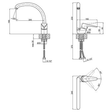 Змішувач для кухні Lidz Nicole 008F (k35) LDNIC008FCRM21877 Chrome, фото 2