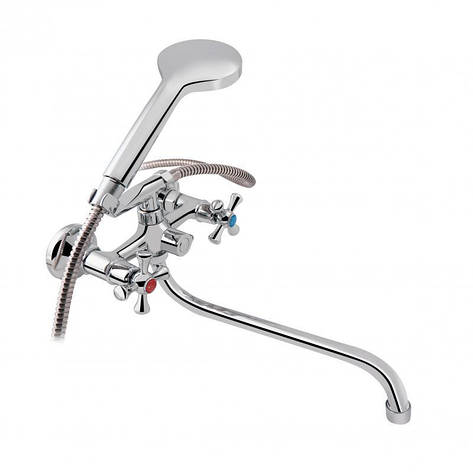 Змішувач для ванни Lidz Lamb 1401 з поворотним виливом двохвентильний (з душовим гарнітуром) LDLAM1401CRM22017, фото 1