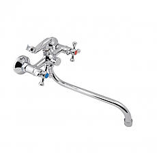 Змішувач для ванни Lidz Lamb 1401 з поворотним виливом двохвентильний (з душовим гарнітуром) LDLAM1401CRM22017, фото 3