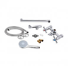 Змішувач для ванни Lidz Lamb 143 з поворотним виливом двохвентильний (з душовим гарнітуром) LDLAM143CRM22143, фото 5