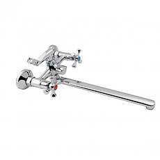 Змішувач для ванни Lidz Lamb 140 з поворотним виливом двохвентильний (з душовим гарнітуром) LDLAM140CRM22144, фото 3