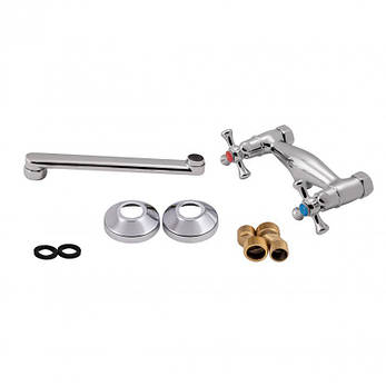 Змішувач для раковини Lidz Lamb 361 настінний з поворотним виливом двохвентильний LDLAM361CRM22309 Chrome, фото 3