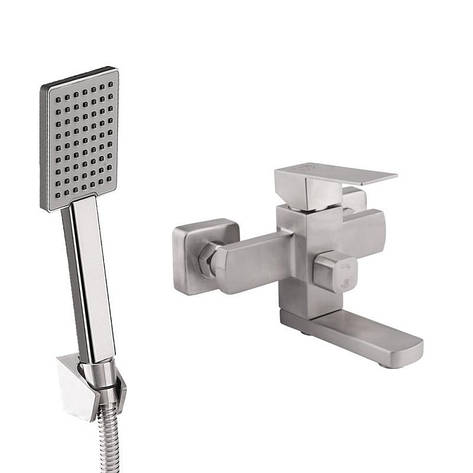 Змішувач для ванни Lidz Kubis 006 з поворотним виливом (з душовим гарнітуром) (k35) LDKUB006NKS28536 Nickel, фото 1