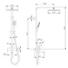 Душова система універсальна Lidz Kubis 1030 на три споживача (з виливом) (k35) LDKUB1030NKS28538 Nickel, фото 2
