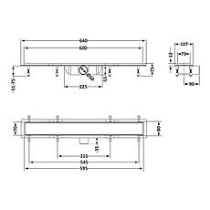 Трап Qtap Dry FF304-600MBLA лінійний з сухим закривом та нержавіючою решіткою 600х73, фото 2