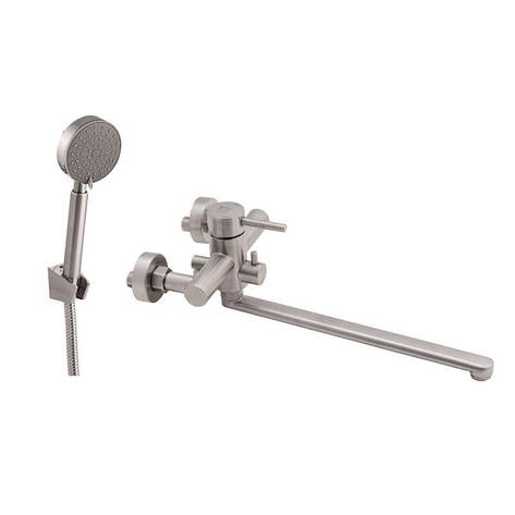 Змішувач для ванни Lidz Aria 005 з поворотним виливом (з душовим гарнітуром) (k35) LDARI005NKS34939 Nickel, фото 1