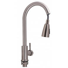 Змішувач для кухні Lidz Aria 015FL з висувним виливом (k35) LDARI015FLNKS34945 Nickel, фото 3