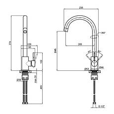 Змішувач для кухні Lidz Aria 015F (k35) LDARI015FGRE34950 Grey, фото 2