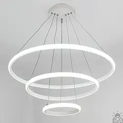 Керована світлодіодна LED люстра Esllse LATTE 75W 3R ON/OFF підвісна біла "три кола" Ø60×110cм WHITE 220V IP20