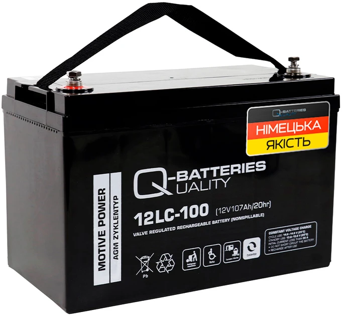 Акумулятор 12LC-92 92Ah DEEP CYCLE Q-Batteries AGM  (гермет) 12V 307*169*211