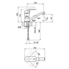 Змішувач для кухні Lidz Mars 002M (k40) LDMAR002MCRM34847 Chrome, фото 2
