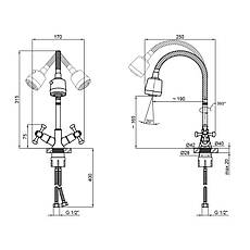 Змішувач для кухні Lidz Lamb 274F двохвентильний з гнучким виливом LDLAM274FCRM35074 Chrome, фото 2
