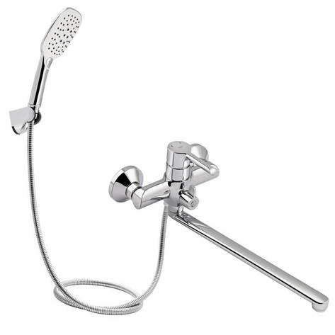 Змішувач для ванни Qtap Grand з поворотним виливом (з душовим гарнітуром) QTGRACRM005 Chrome, фото 1