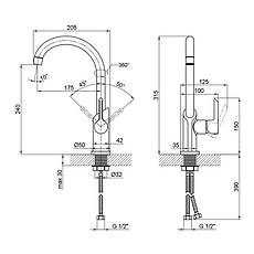 Змішувач для кухні Qtap Grand QTGRABCR007F Chrome/Black, фото 2