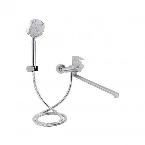 Змішувач для ванни Lidz Vida 005 з поворотним виливом (з душовим гарнітуром) (k35) LDVID005NKS38087 Nickel, фото 1