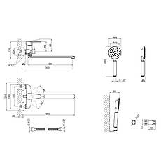 Змішувач для ванни Lidz Vida 005 з поворотним виливом (з душовим гарнітуром) (k35) LDVID005NKS38087 Nickel, фото 2