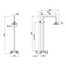 Душова система для кабані Lidz Lamb 1361 двовентильній на одного споживача LDLAM1361CRM35072 Chrome, фото 2