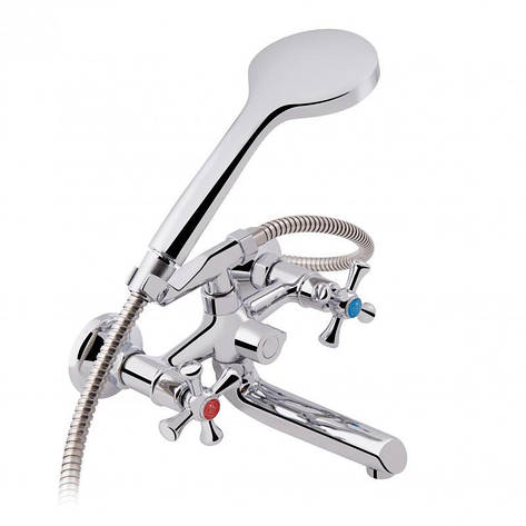 Змішувач для ванни Lidz Lamb 142 з поворотним виливом двохвентильний (з душовим гарнітуром) LDLAM142CRM35081, фото 1