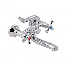 Змішувач для ванни Lidz Lamb 142 з поворотним виливом двохвентильний (з душовим гарнітуром) LDLAM142CRM35081, фото 3