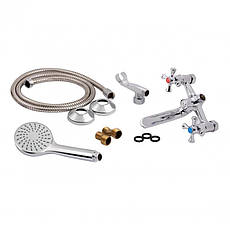 Змішувач для ванни Lidz Lamb 142 з поворотним виливом двохвентильний (з душовим гарнітуром) LDLAM142CRM35081, фото 5