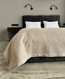 Плед покривало косичка комбінована, 100% cotton, бежевий колір (Розміри і кольори в асортименті)