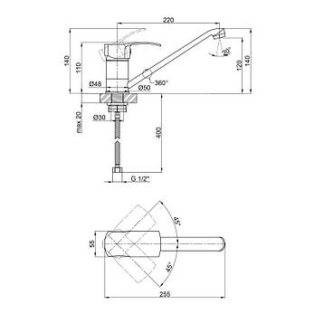 Змішувач для кухні Lidz Anny 003 (k40) LDANN003CRM35082 Chrome, фото 2