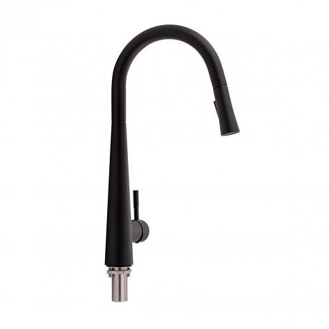 Змішувач для кухні Qtap Evicka з висувним виливом QTEVI9135103UB Black Matt, фото 1