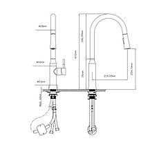 Змішувач для кухні Qtap Baruska з висувним виливом QTBAR9137103UB Black Matt, фото 2