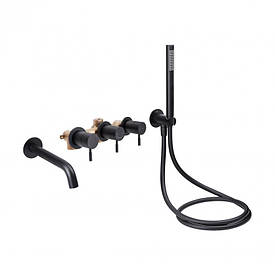 Змішувач для ванни Qtap Scorpio прихованого монтажу двохвентильний (з душовим гарнітуром) QTSCOR3350105GB