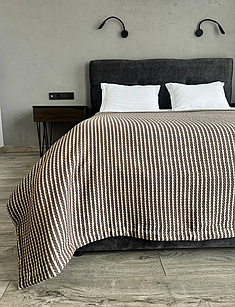 Плед покривало косичка комбінована, 100% cotton, Коричневий колір (Розміри і кольори в асортименті)