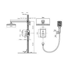 Душова система універсальна Qtap Aquarius прихованого монтажу на два споживача QTAQA64103NGB Black Matt, фото 2