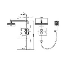 Душова система універсальна Qtap Aquarius термостатична прихованого монтажу на два споживача QTAQA65T103NGC, фото 2