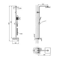 Душова система для кабіни Qtap Capricorn на три споживача (з виливом) 53103KNC Chrome, фото 2
