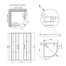 Набір Qtap душова кабіна Taurus CRM1011AC6 Clear 2020x1000x1000 мм + піддон Robin 301112 100x100x12 см з, фото 2